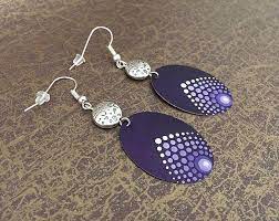 Mandala Earrings Light Blue With Dot Art Painting Made Of Etsy Mandala Jewelry Hand Painted Jewelry Painted Jewelry