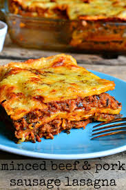 Minced Beef And Pork Sausage Lasagna Sausage Lasagna Beef Lasagna Recipe Lasagna
