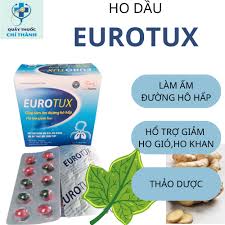 Ho dầu 2 màu EUROTUX. Làm ấm cổ họng, hổ trợ giảm ho. Hộp 100 viên.