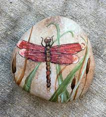Red Dragonfly Painted On A Rock Dragonfly Painting Painted Rocks Dragonfly Painted Rocks