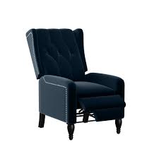 Prolounger Wingback Navy Blue Velvet Pushback Recliner Chair A152679 The Home Depot