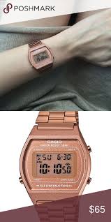 The crystal is acrylic, the quartz movement, and the digital display. Vintage Rose Gold Casio Watch Reloj Bordado