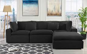 Get 5% in rewards with club o! Classic Large Linen Fabric Sectional Sofa L Shape Couch With Wide Chaise Black Walmart Com Walmart Com