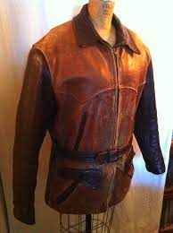 Men S Vintage Kit Karson 2 Tone Leather Jacket 1940 S 42 44 Rockabilly Western Jacken