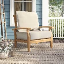Birch Lane Outdoor Furniture Summerton Teak Patio Chair With Cushions Teak Patio Furniture Patio Furnishings Patio Chairs