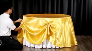 How To Easily Swag A Tablecloth D I Y Table Swag Youtube Table Cloth Wedding Tablecloths Table Swag