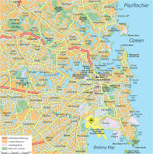 Sydney is the harbour city, and is the largest, oldest and most cosmopolitan city in australia with an enviable reputation as one of the world's most beautiful and liveable cities. Map Of Sydney City In Australia Welt Atlas De