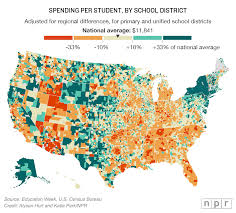 Spending Per Student By School District Adjusted For Regional Differences For Primary And Unified School Districts Source E School Fund Money Problems Map