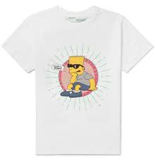 Bart Simpson Off White T Shirt Black Off White Bart Simpson Printed Cotton Jersey T Shirt Men White T Shirt Shirts Mens Tshirts