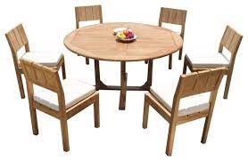 7 piece round patio dining sets. 7 Piece Outdoor Patio Teak Dining Set 60 Round Table 6 Vera Armless Chairs Transitional Outdoor Dining Sets By Teak Deals Houzz