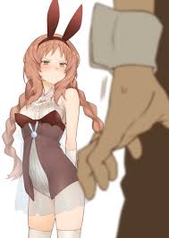 hatakenaka (kamagabuchi), komura kaede, mie ai, sukinako ga megane wo  wasureta, absurdres, commentary request, highres, 1boy, 1girl, animal ears,  bare shoulders, blurry, blurry foreground, blush, braid, breasts, brown  eyes, brown hair, buttons,