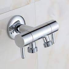 3 Way Water Diverter Valve Shower Arm Hose Connector Double Control Splitter Switch Knockout Trap Angle Bath Copper Fauct Tap Handheld Shower Head System Replacement Part Silver Amazon Com
