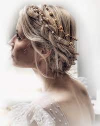 Lelet Ny S S Drops Metal Halo Drops Pearl Halo Available At Spina Bride Nyc Dress Liz Martinez Bridal Also Available At Spina Hair Cool Braids Hair Styles