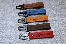 Honda Leather Key Fob With Snap Key Ring And Clip Motorcycle Motorbike Schlusselanhanger Porte Cles In 2021 Leather Keychain Motorcycle Keychain Leather Keyring