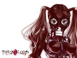yoshizawa tomoaki, rita (pigeon blood), pigeon blood, 1girl, bdsm, breasts,  female focus, gas mask, gimp suit, latex, mask, purple eyes, solo,  twintails - Image View - | Gelbooru - Free Anime and Hentai Gallery