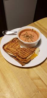 Melted Cheese Sandwich And Tomato Soup Homemade Food Melted Cheese Sandwich Homemade Recipes
