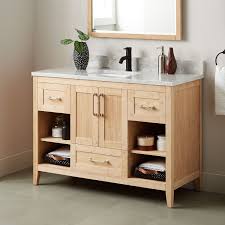 Luca kitchen & bath lc16trp josephine 16 reclaimed wood modern bathroom vanity in natural finish with integrated white porcelain top. Natural Wood Vanity Signature Hardware