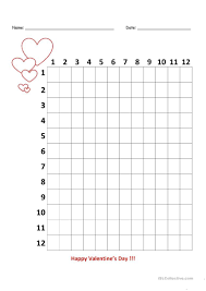 Multiplication worksheets (numbers 2 to 10) vertical multiplication horizontal multiplication vertical and horizontal multiplication fill in the missing number mixed basic multiplication worksheets with a smaller font. Valentine S Day Multiplication Chart 3rd Grade English Esl Worksheets For Distance Learning And Physical Classrooms