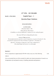 Previous Year English Language Question Paper For Isc Class 12 Board 2018