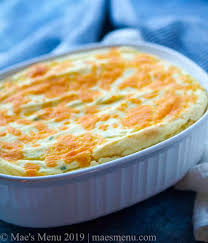 Twice Baked Mashed Potato Souffle Video Mae S Menu Recipe In 2020 Potato Souffle Baked Mashed Potatoes Sour Cream Potatoes