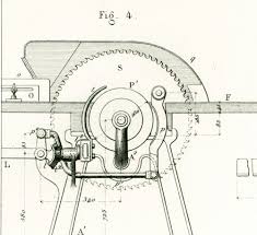 1879 Scie A Ruban Lame Machine A Bois Fabrication Des Sabots Gravure Ancienne Brevet Publication Industrielle Technique Armengaud Paris Patent Prints Technical Drawing Blueprint Art