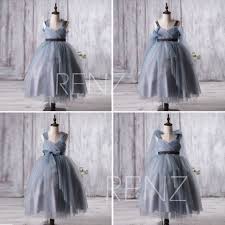 Dusty Blue Junior Bridesmaid Dress Navy Convertible Straps Etsy Flower Girl Dresses Blue Junior Bridesmaid Dresses Flower Girl Dresses Tulle