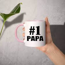 Amazon.com: Designsify Gifts, Number One 1 Papa (Grandpa), 11oz Accent  Coffee Mug Pink Ceramic Tea-Cup with Handle, for Birthday Anniversary Mom  Dad ...