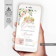 Princess Phone Invitation Princess Castle Electronic Invitation For Phones And Mobile Devices Electronic Invitations Invitations Invitation Printing