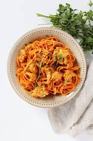 Vegan Buffalo Cauliflower With Sweet Potato Noodles Inspiralized Recipe Sweet Potato Noodles Spiralizer Recipes Inspiralized Recipes