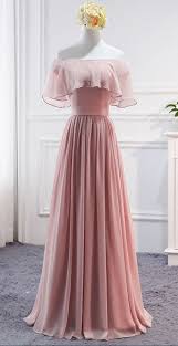 Pink Long Chiffon Wedding Party Dresses Cute Formal Dress Chiffon Long Gowns Cute Formal Dresses Evening Dresses Long Chiffon Dress Long