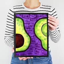 Faux caramel apples, fake caramel apples, fall tiered tray decor. Perfect Avocado Print Purple And Green Kitchen Wall Art Decor Claudine Intner