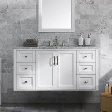 W x 22 in d vanity in antique oak with carrara marble vanity top in white with white basin. Allen Roth Floating 48 In White Undermount Single Sink Bathroom Vanity With Natural Carrara Marble Top Lowes Com Bathroom Vanity Bathroom Sink Vanity Single Sink Bathroom Vanity