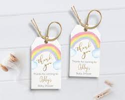 There are all kinds of designs available here featuring teddy bears, elephants, tractors, boats, penguins, baby ducks, chevron stripes, and lots more. Rainbow Baby Shower Favor Tags Thank You Tag Printable Etsy Baby Shower Favor Tags Thank You Tag Printable Rainbow Baby Shower