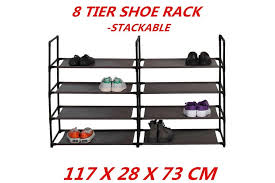 8 Tier Stackable Shoe Rack Wall Bench Shelf Closet Organizer Storage Box Stand Matt Blatt