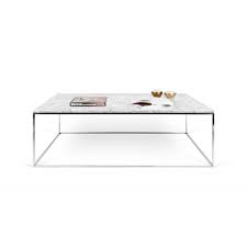 La structure de la table est en acier peint a l'époxy. Temahome Table Basse Gleam 120cm Marbre Blanc Metal Chrome