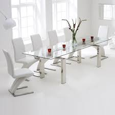 Glass dining table with 6 chairs. Lunar Glass Extending Dining Table With 8 Harvey White Chairs Robson Furniture
