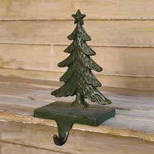 Homart Christmas Tree Cast Iron Stocking Holder Antique Green Set