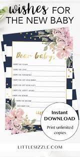 New Baby Wishes Card For Baby Shower Navy And Gold Wishes For Baby Cards Baby Shower Gifts For Guests New Baby Wishes