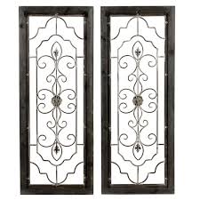 Rusted handmade metal wall art laser cut garden independence cast iron decoration. Copper Grove Marchand Distressed Dark Blue Wood And Iron Wall Plaque Decor