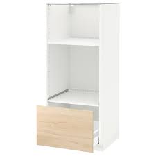metod hoge kast oven magn met lade wit askersund licht essenpatroon 60x60x140 cm ikea