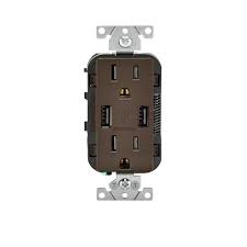 Leviton Decora 15 Amp Combination Duplex Outlet And Usb Charger Brown T5632 B Usb Charger Electronic Recycling