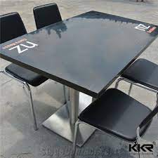 How do you maximize your restaurant dining table's space while still giving each diner enough room to spread out a bit? Modern Custom Design Restaurant Dining Room Furniture Man Made Fast Food Dinner Tables With Designed Logo From China Stonecontact Com