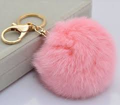 Rose Pom Pom Porte Cles Lapin Veritable Fourrure Boule Penant Pour Voiture Porte Cles Sac Pendentif Porte Cle Bijoux De Sac Style De Bijoux