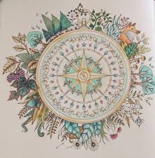 (based on keywords) color this scary skull, surrounded by pumpkins, with in background : Enchanted Forest Coloring Book By Johanna Basford The Compass Enchanted Forest Coloring Book Enchanted Forest Coloring Johanna Basford Coloring Book