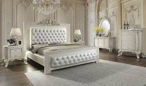 Infuse the style theme in your bedroom as per your choice with our modern california king bed. Tribeca 6 Piece Bedroom Set In White Gloss Gold Brush Highlights Finish By Homey Design Hd 8091