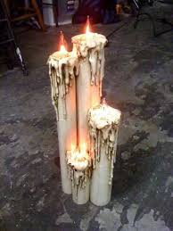 Candles Paper Towel Toilet Paper Rolls Hot Glue And Paint Pvc Candles Easy Diy Halloween Decorations Diy Halloween Decorations