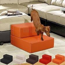 Pet Dog Stairs Cat Leather Portable Covered Folding Step Climb Ramp Sofa Bed Dog Stairs Pet Stairs Leather Dog Bed