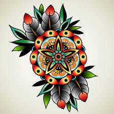 Old School Tattoo Art Flowers For Design And Decoration Old School Tattoo Flower Stock Vector Traditional Tattoo Flowers School Tattoo Old School Tattoo