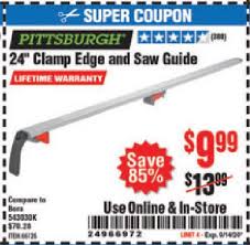 Features include soft swivel pads to secure materials, a large handle that applies firm clamping pressure and a lightweight aluminum construction. Harbor Freight Tools Coupon Database Free Coupons 25 Percent Off Coupons Toolbox Coupons 24 Clamp Edge And Saw Guide