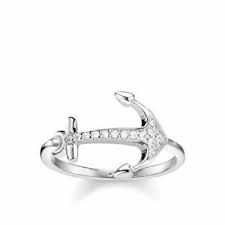 Details About Tr2234 Thomas Sabo Sterling Silver Stone Set Anchor Ring Size 54 49